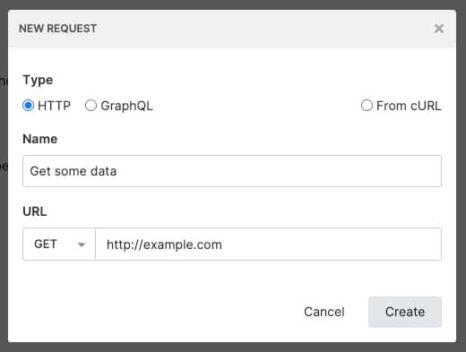 create request dialog